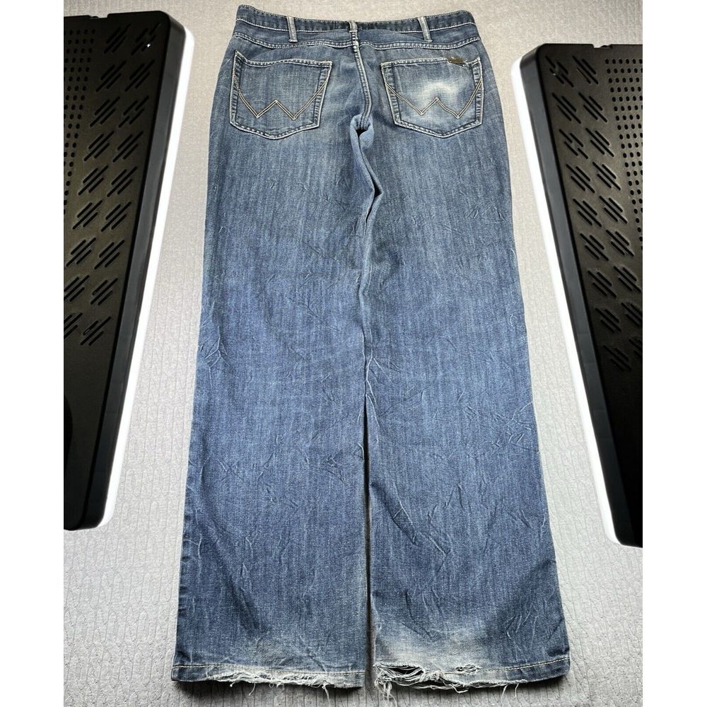 Wrangler Texas Men (36) mid rise regular‎ fit straight leg whiskered Spider Vein